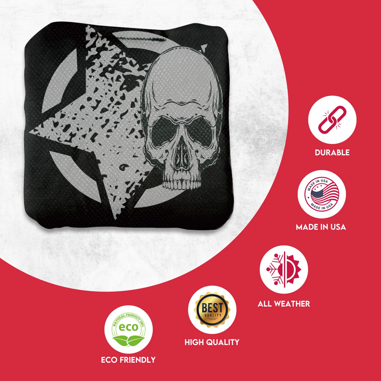 Black Green Star Skull Professional Cornhole Bags - Set Of 8 2 Black Green Star Skull Professional Cornhole Bags - Set Of 8 - Image 2
