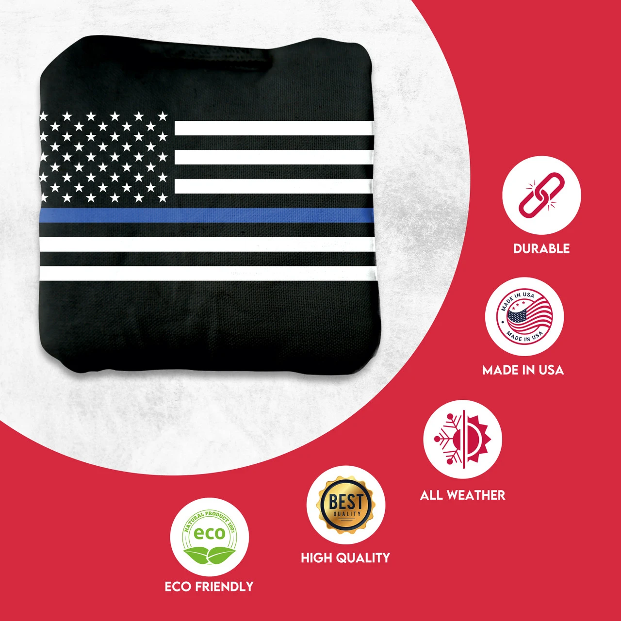 Blue Lines Flag Professional Cornhole Bags - Set Of 8 2 Blue Lines Flag Professional Cornhole Bags - Set Of 8 - Image 2