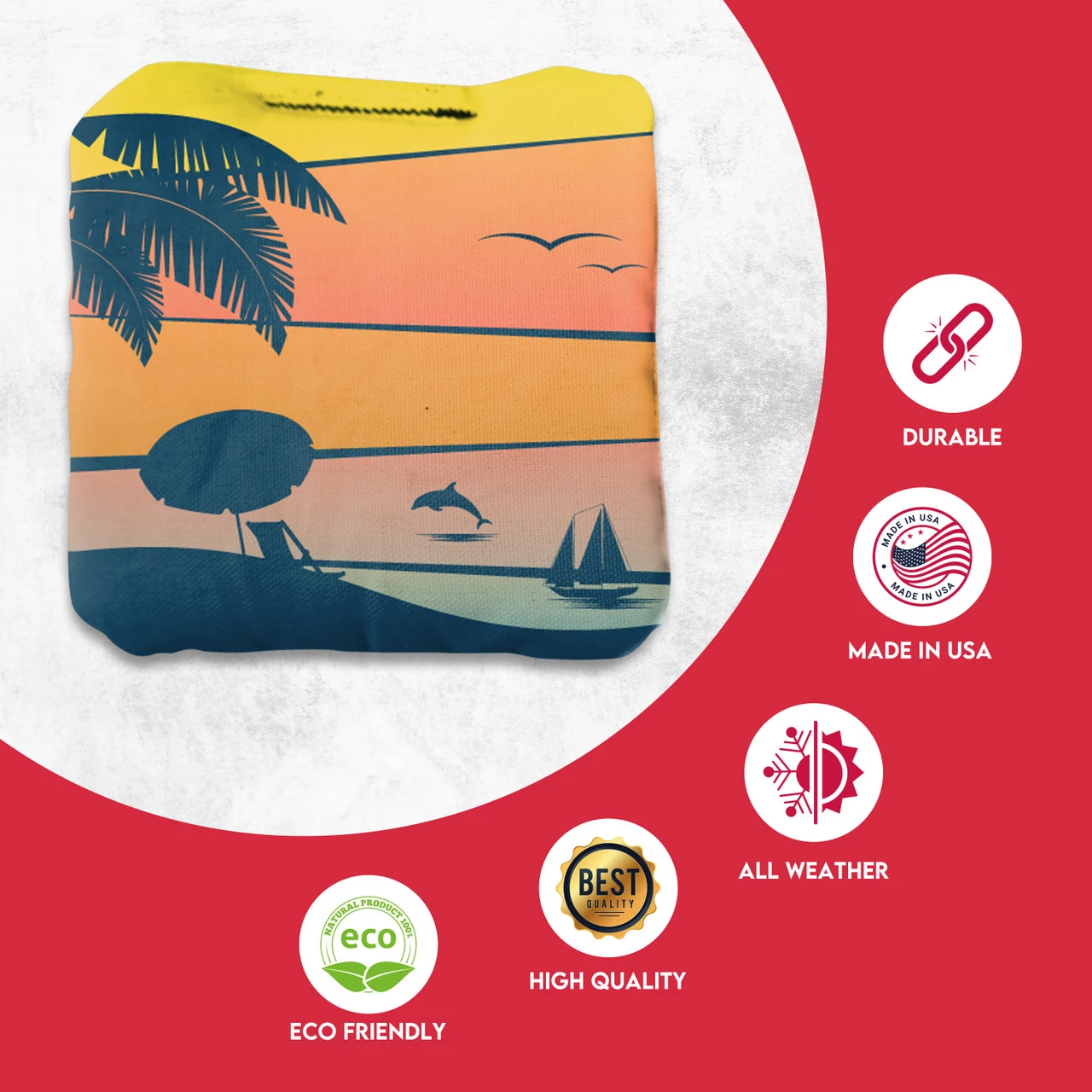 Orange Purple Dolphin Beach Professional Cornhole Bags - Set Of 8 4 Orange Purple Dolphin Beach Professional Cornhole Bags - Set Of 8 - Image 4