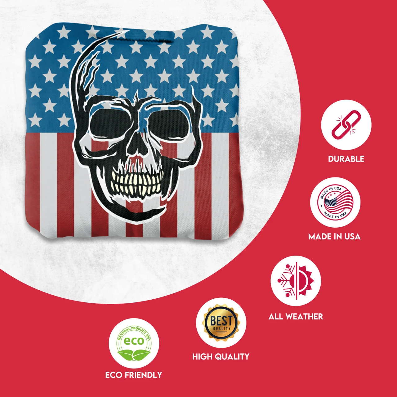Skull Over Flag Professional Cornhole Bags - Set Of 8 2 Skull Over Flag Professional Cornhole Bags - Set Of 8 - Image 2