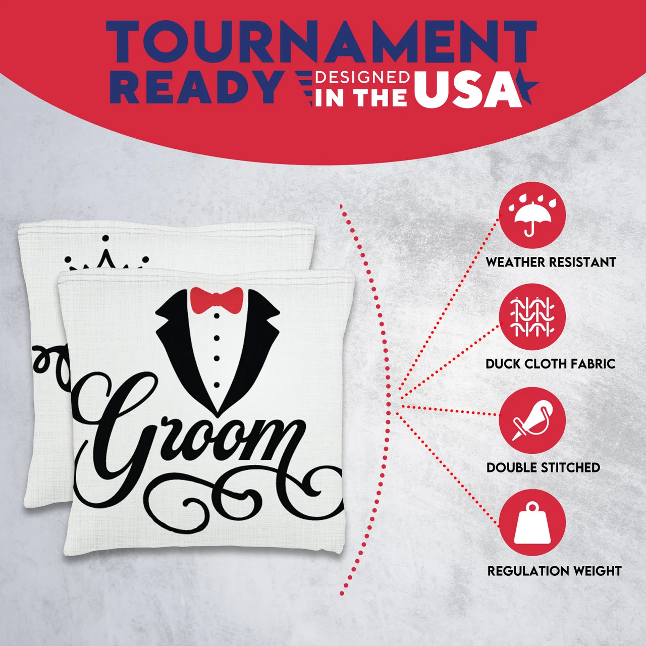 Bride Groom Tournament Cornhole Bags - Set Of 8 5 Bride Groom Tournament Cornhole Bags - Set Of 8 - Image 5