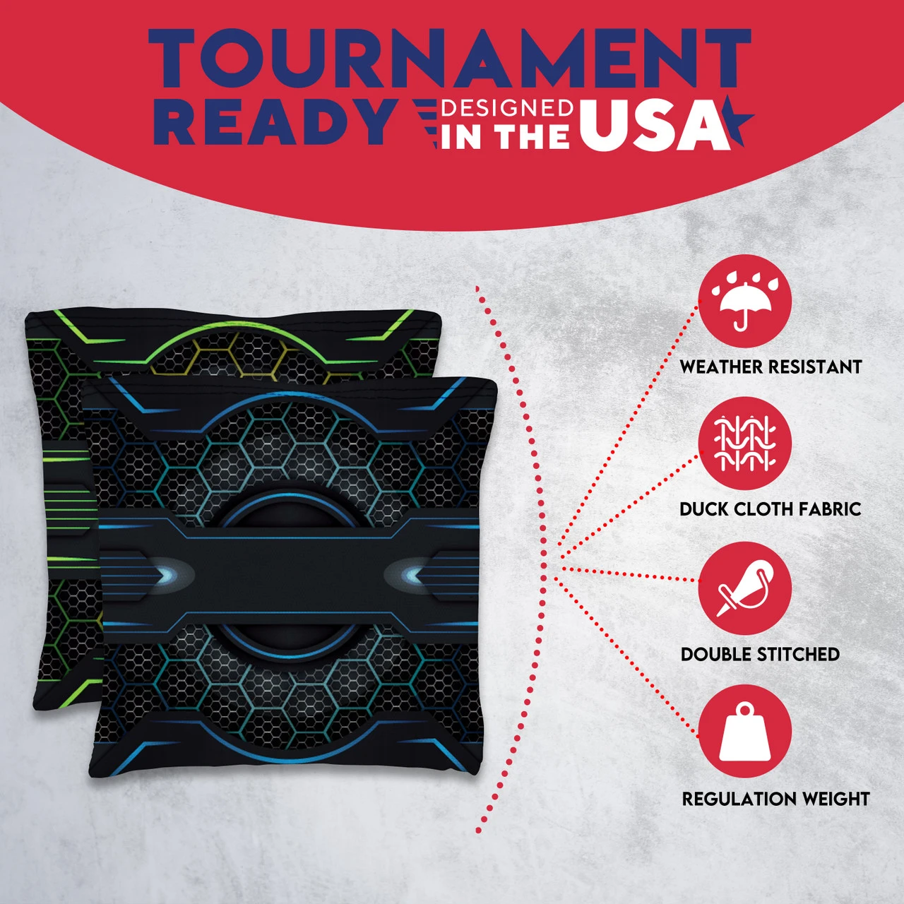 Blue Green Tech Tournament Cornhole Bags - Set Of 8 5 Blue Green Tech Tournament Cornhole Bags - Set Of 8 - Image 5