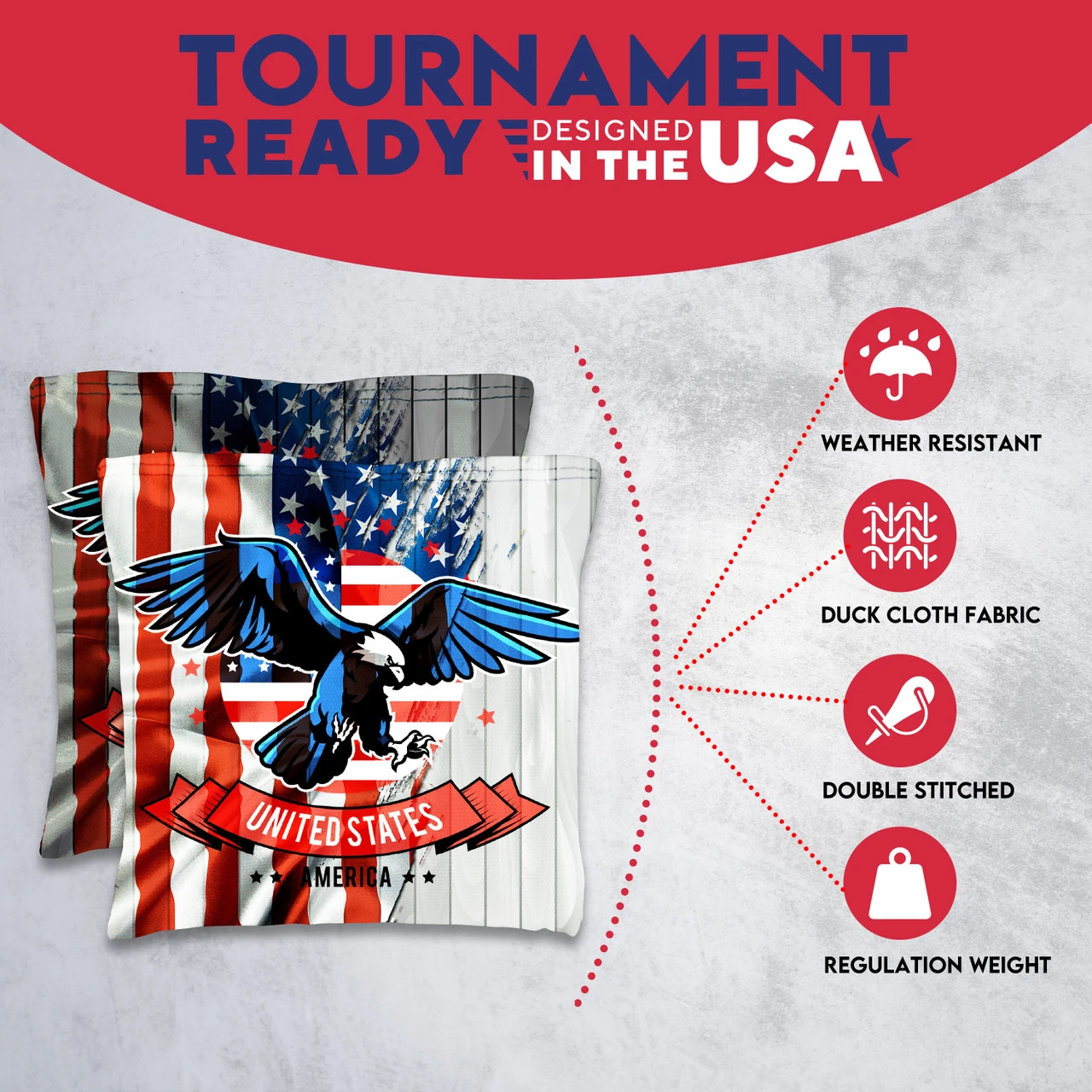 USA Eagle Flag Tournament Cornhole Bags - Set Of 8 5 USA Eagle Flag Tournament Cornhole Bags - Set Of 8 - Image 5