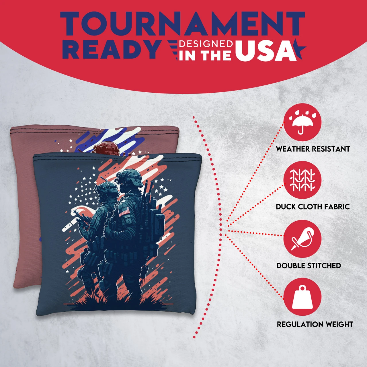 Two Soldiers Tournament Cornhole Bags - Set Of 8 5 Two Soldiers Tournament Cornhole Bags - Set Of 8 - Image 5