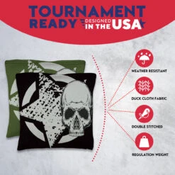 Black Green Star Skull Tournament Cornhole Bags - Set Of 8 10 Black Green Star Skull Tournament Cornhole Bags - Set Of 8 -Custom Cornhole 3 28399.1708225180
