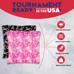 Breast Cancer Tournament Cornhole Bags - Set Of 8 10 Breast Cancer Tournament Cornhole Bags - Set Of 8 -Custom Cornhole 3 33990.1708223347