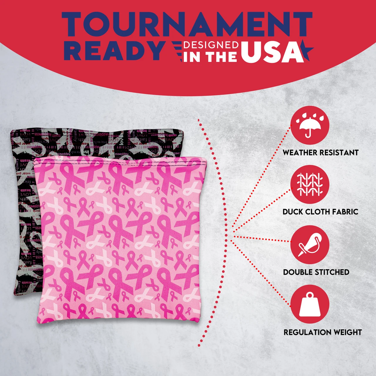 Breast Cancer Tournament Cornhole Bags - Set Of 8 5 Breast Cancer Tournament Cornhole Bags - Set Of 8 - Image 5