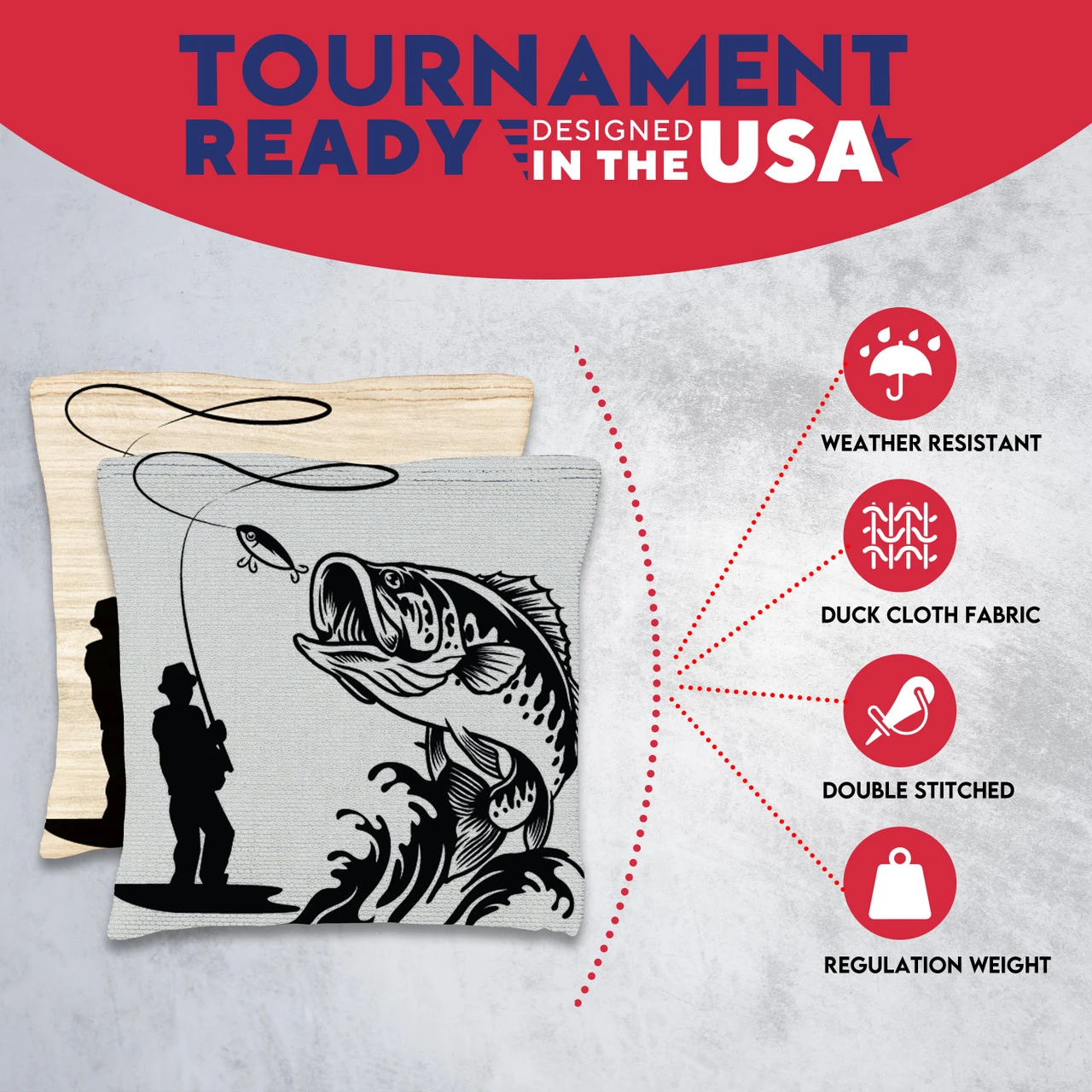White Brown Fish Tournament Cornhole Bags - Set Of 8 5 White Brown Fish Tournament Cornhole Bags - Set Of 8 - Image 5
