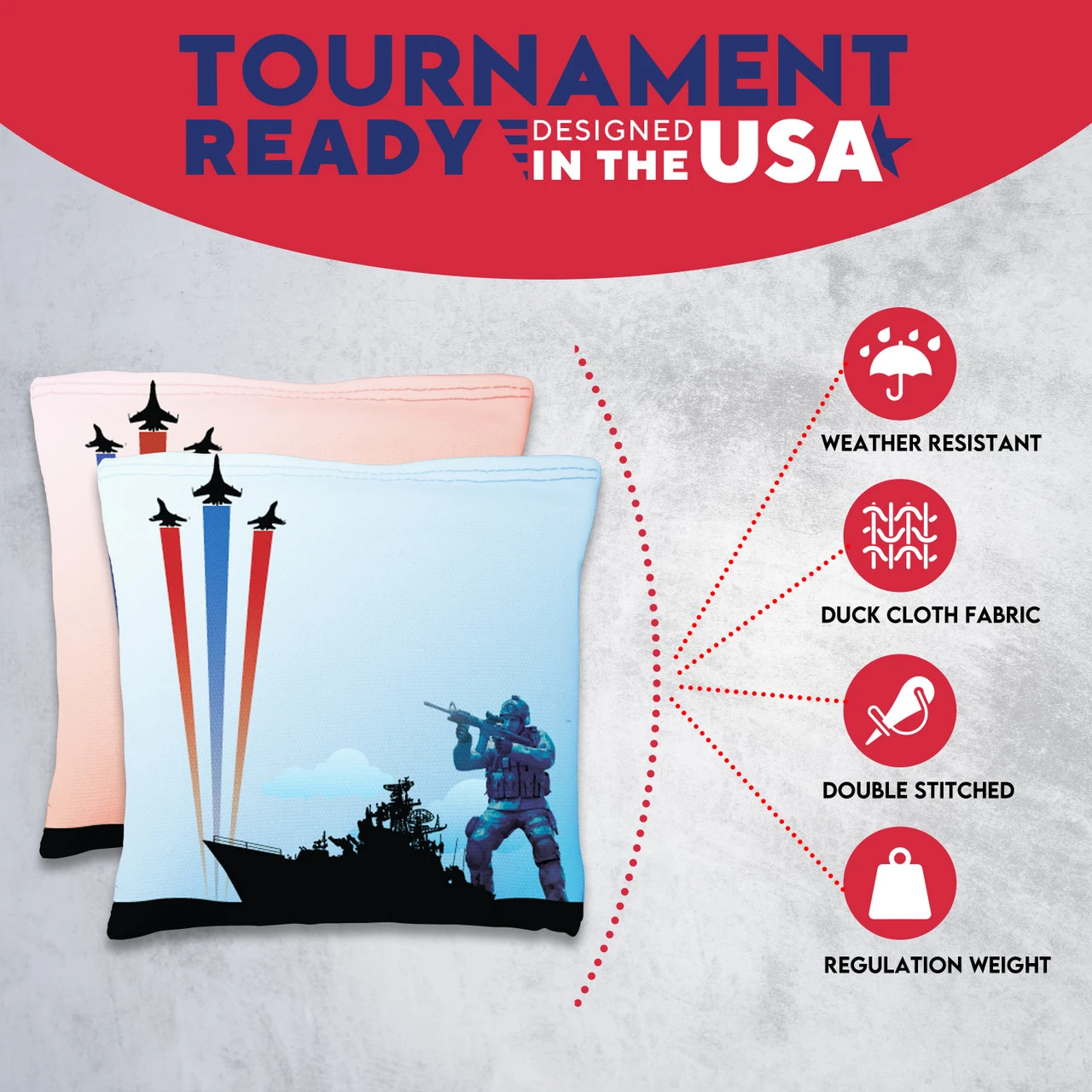 Battleship Soldier Tournament Cornhole Bags - Set Of 8 5 Battleship Soldier Tournament Cornhole Bags - Set Of 8 - Image 5