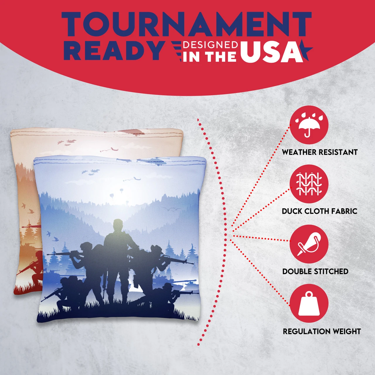 Red Blue Squad Tournament Cornhole Bags - Set Of 8 5 Red Blue Squad Tournament Cornhole Bags - Set Of 8 - Image 5