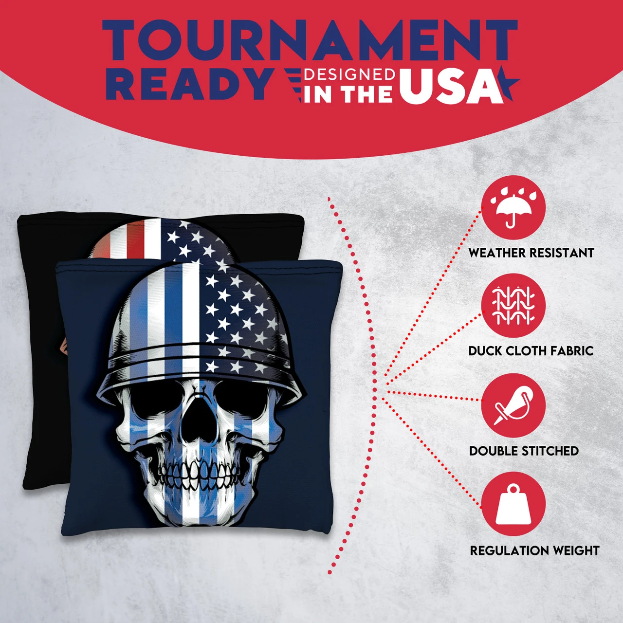 Soldier Flag Skull Tournament Cornhole Bags - Set Of 8 5 Soldier Flag Skull Tournament Cornhole Bags - Set Of 8 - Image 5