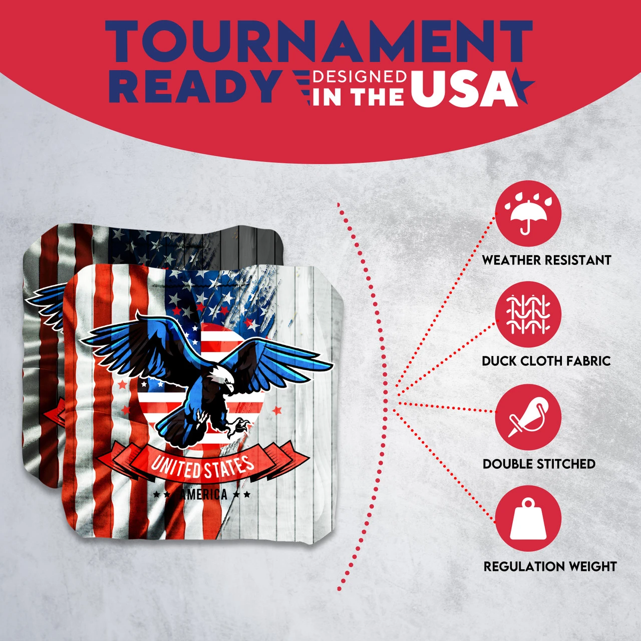 USA Eagle Flag Professional Cornhole Bags - Set Of 8 5 USA Eagle Flag Professional Cornhole Bags - Set Of 8 - Image 5