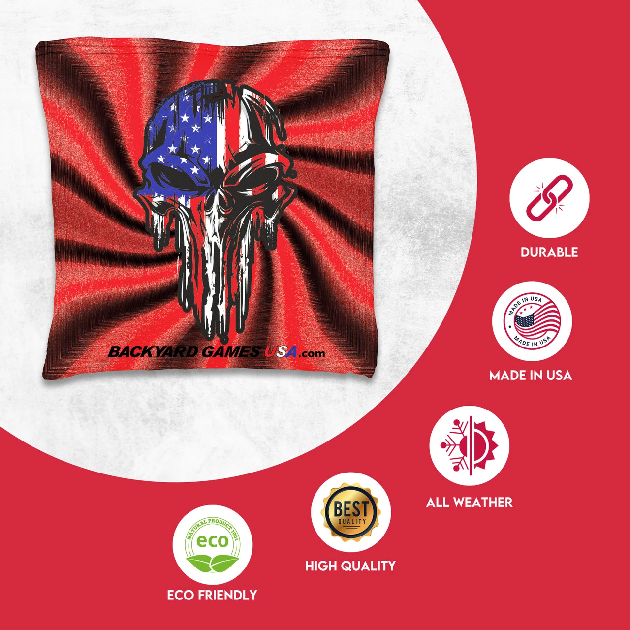 Red Blue Skull Tournament Cornhole Bags - Set Of 8 2 Red Blue Skull Tournament Cornhole Bags - Set Of 8 - Image 2