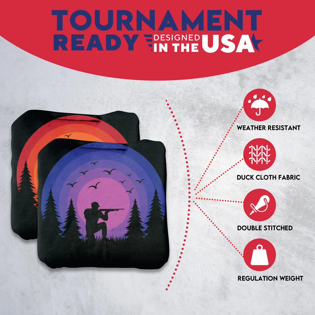 Red Purple Hunter Professional Cornhole Bags - Set Of 8 5 Red Purple Hunter Professional Cornhole Bags - Set Of 8 - Image 5