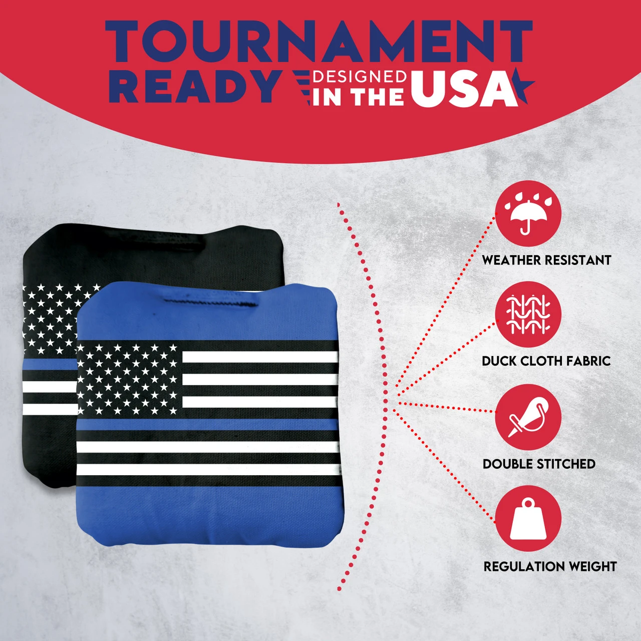Blue Lines Flag Professional Cornhole Bags - Set Of 8 5 Blue Lines Flag Professional Cornhole Bags - Set Of 8 - Image 5