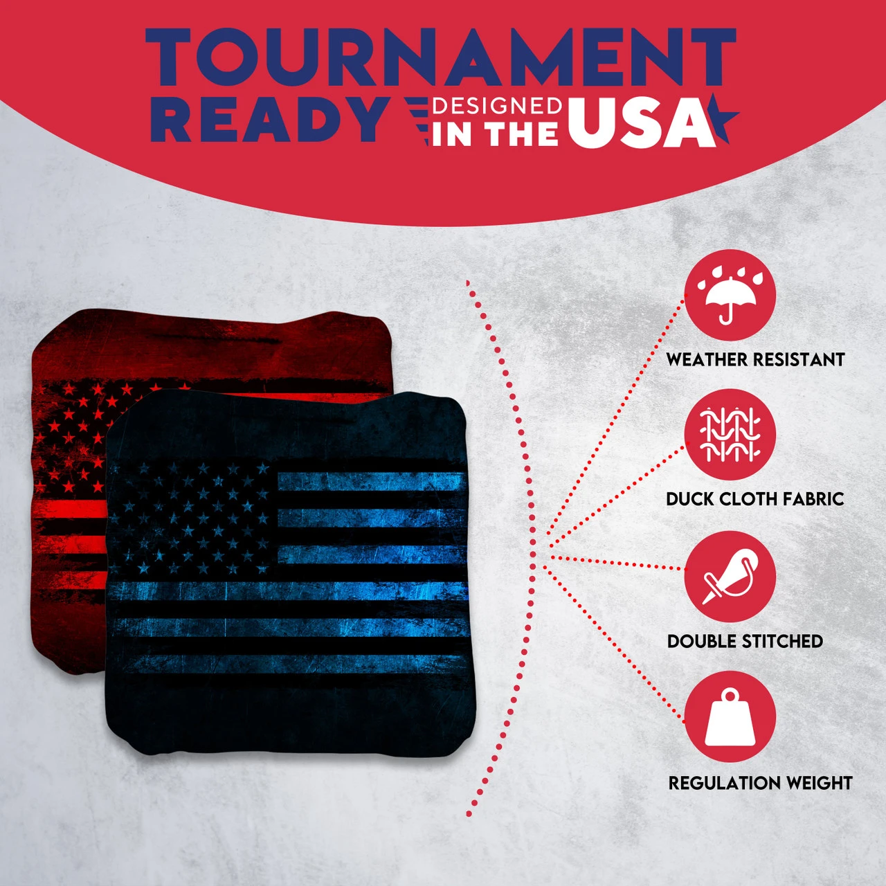 Blue Red Lines Professional Cornhole Bags - Set Of 8 5 Blue Red Lines Professional Cornhole Bags - Set Of 8 - Image 5