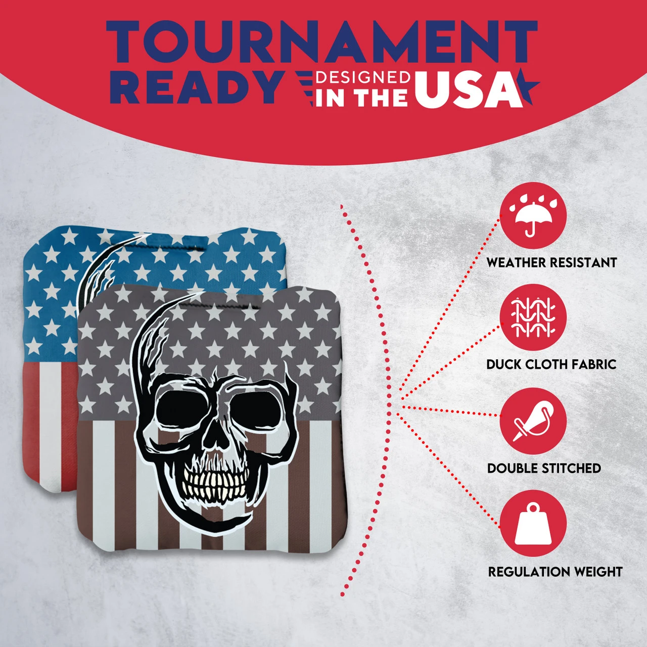 Skull Over Flag Professional Cornhole Bags - Set Of 8 5 Skull Over Flag Professional Cornhole Bags - Set Of 8 - Image 5