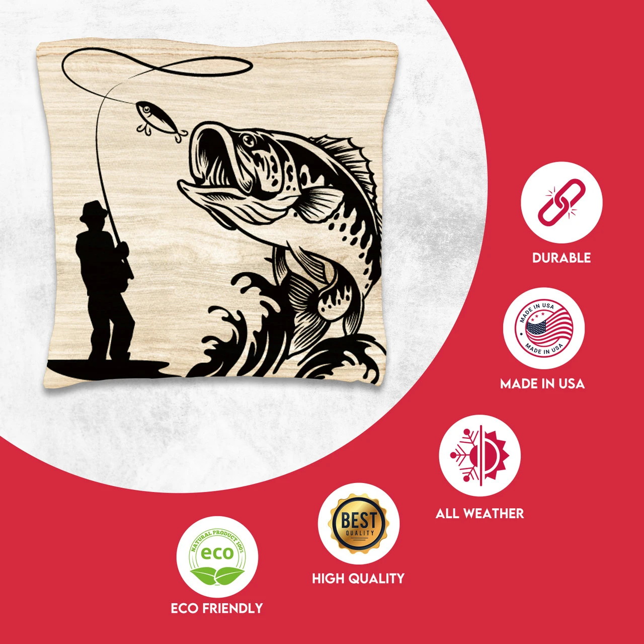 White Brown Fish Tournament Cornhole Bags - Set Of 8 2 White Brown Fish Tournament Cornhole Bags - Set Of 8 - Image 2