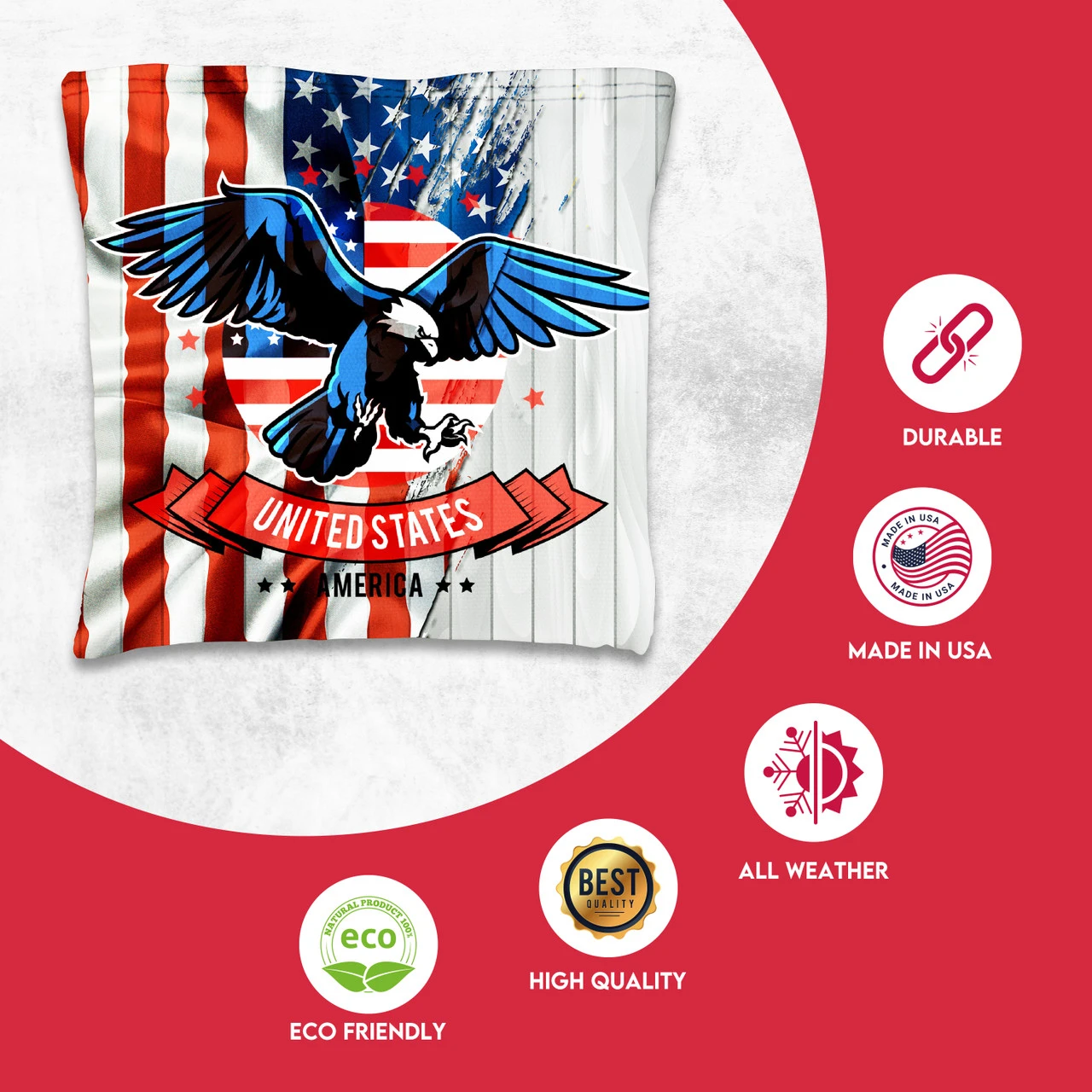 USA Eagle Flag Tournament Cornhole Bags - Set Of 8 2 USA Eagle Flag Tournament Cornhole Bags - Set Of 8 - Image 2