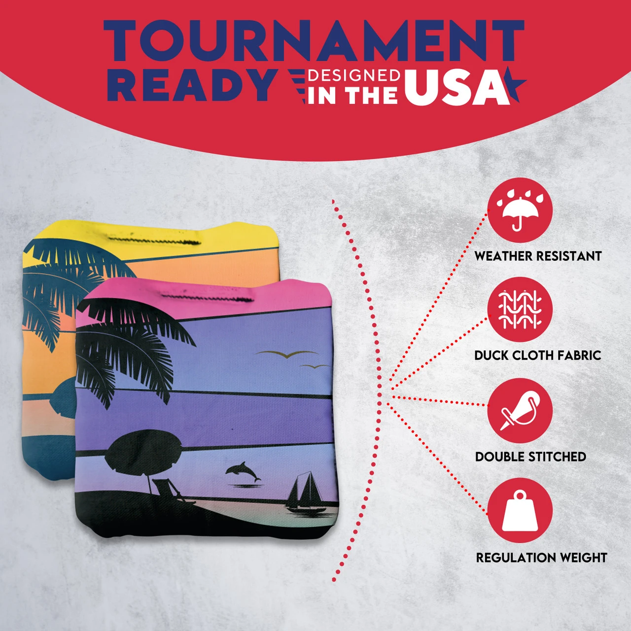 Orange Purple Dolphin Beach Professional Cornhole Bags - Set Of 8 5 Orange Purple Dolphin Beach Professional Cornhole Bags - Set Of 8 - Image 5