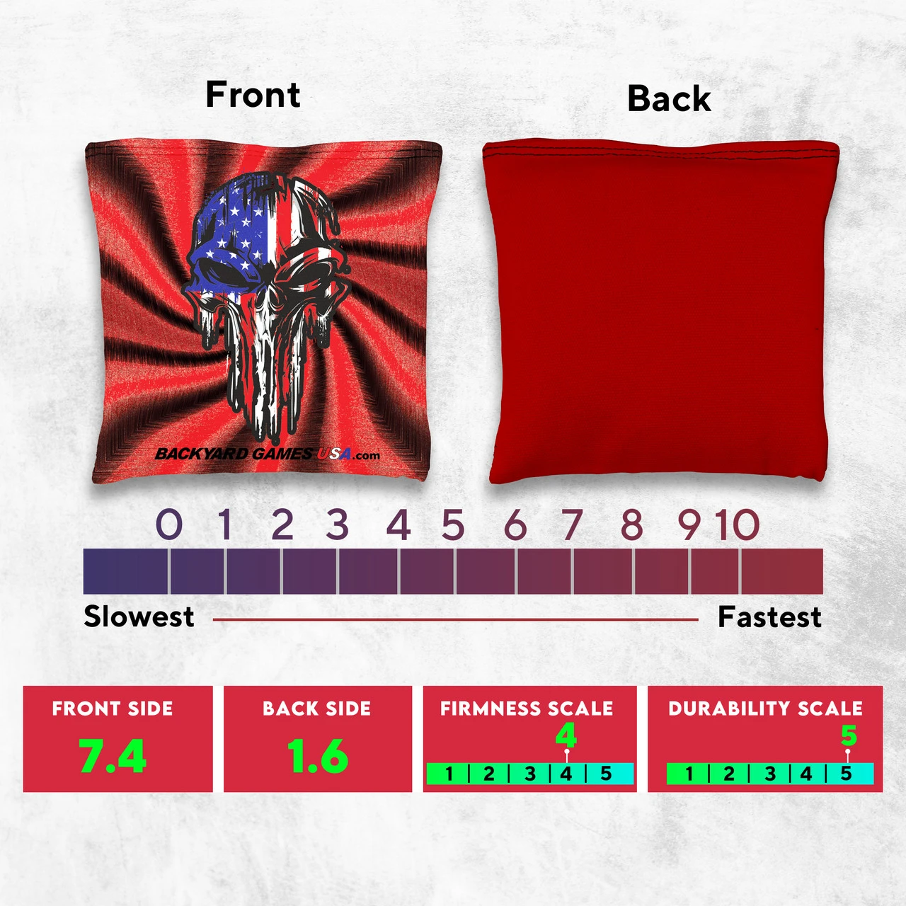 Red Blue Skull Tournament Cornhole Bags - Set Of 8 4 Red Blue Skull Tournament Cornhole Bags - Set Of 8 - Image 4