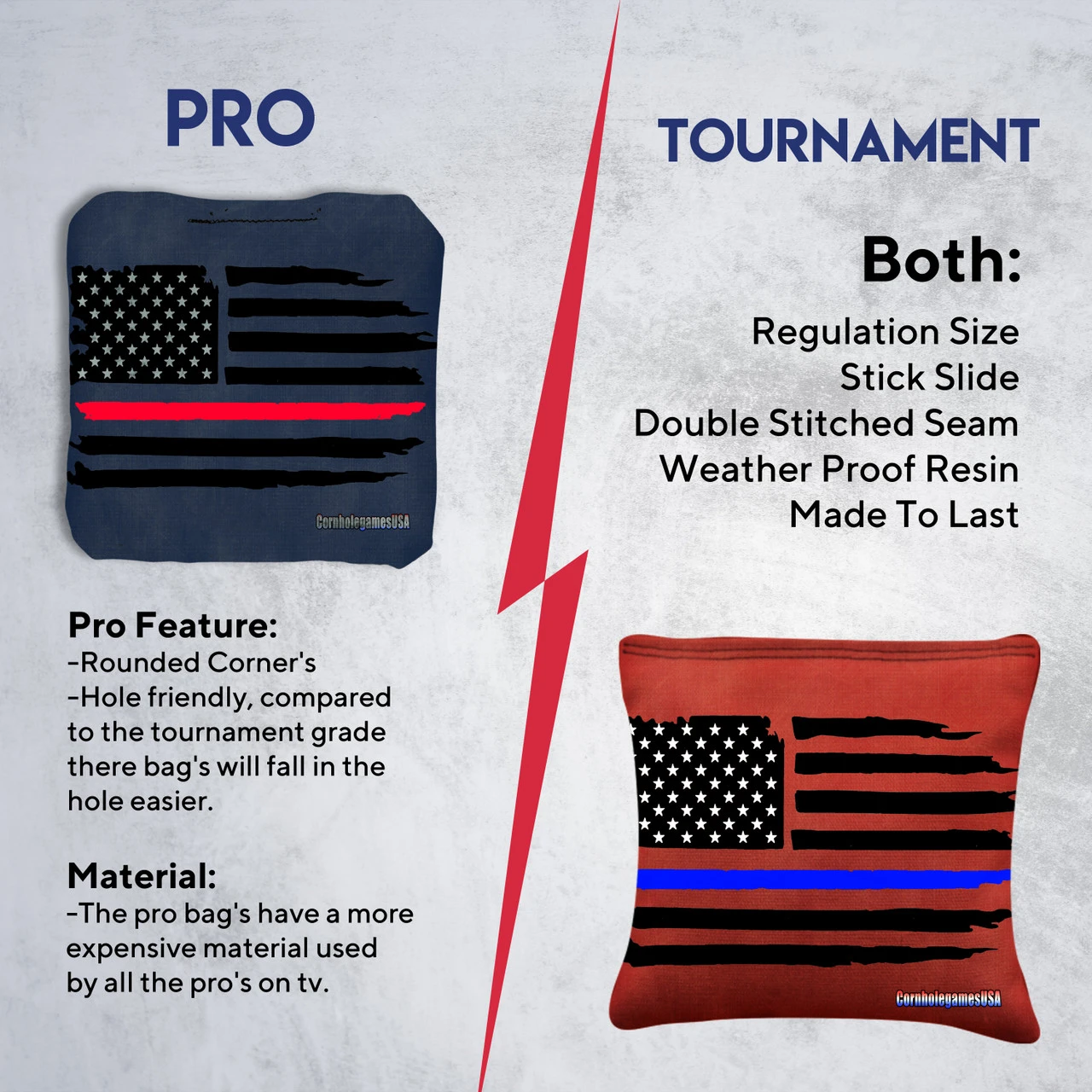 Blue Line Red Line Tournament Cornhole Bags - Set Of 8 6 Blue Line Red Line Tournament Cornhole Bags - Set Of 8 - Image 6