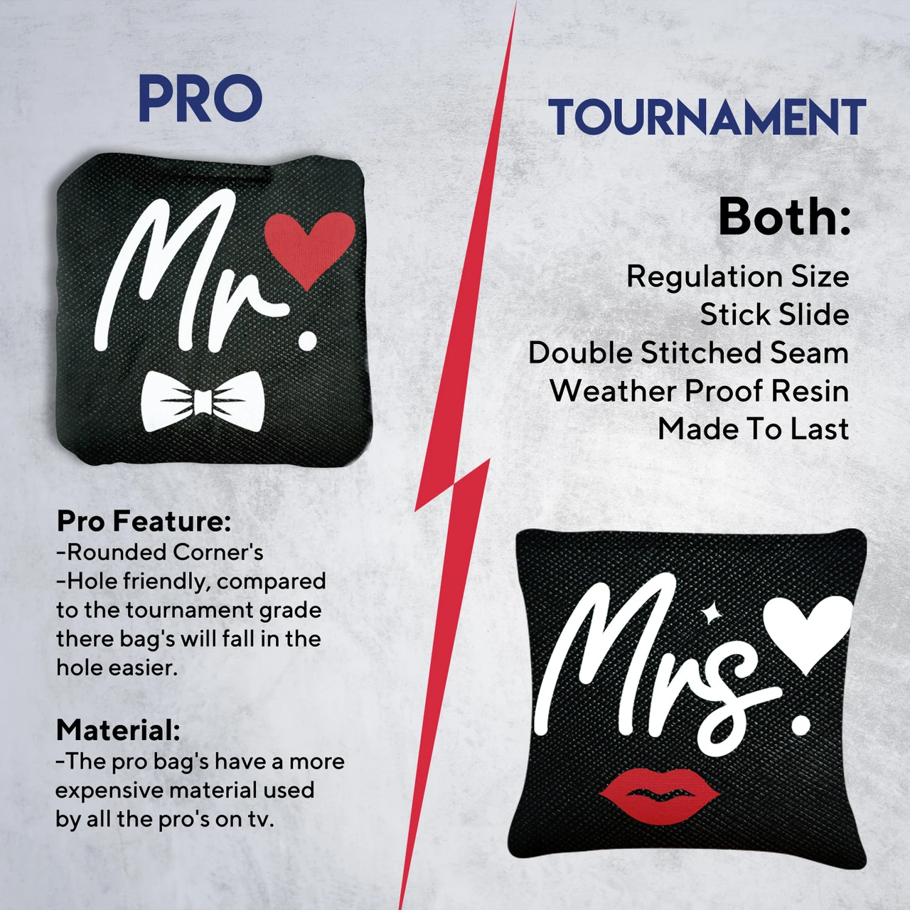 Mr. And Mrs. Professional Cornhole Bags - Set Of 8 6 Mr. And Mrs. Professional Cornhole Bags - Set Of 8 - Image 6