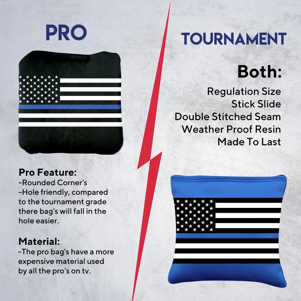 Blue Lines Flag Professional Cornhole Bags - Set Of 8 6 Blue Lines Flag Professional Cornhole Bags - Set Of 8 - Image 6