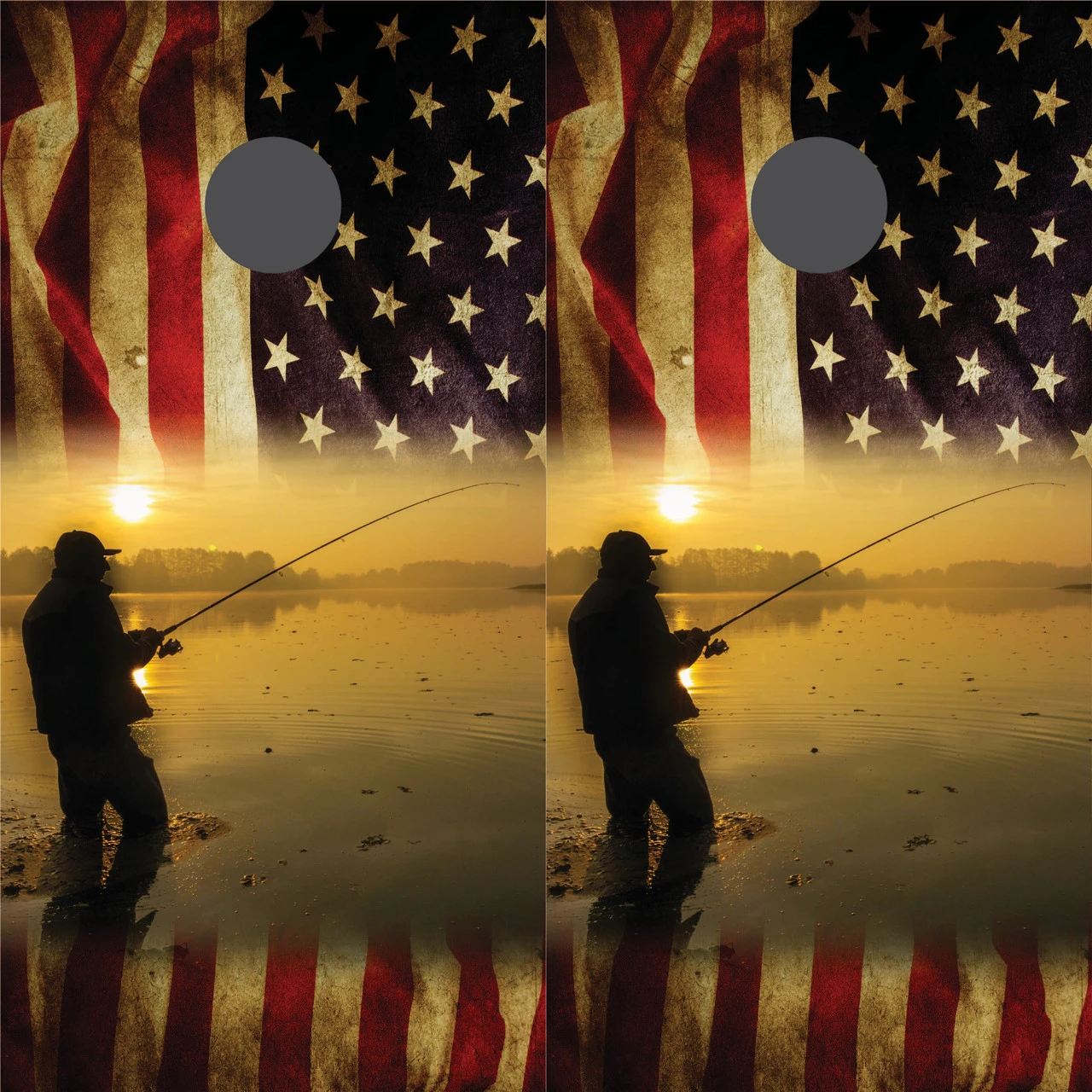 American Flag Fishing Cornhole Wraps - Set Of 2 1 American Flag Fishing Cornhole Wraps - Set Of 2