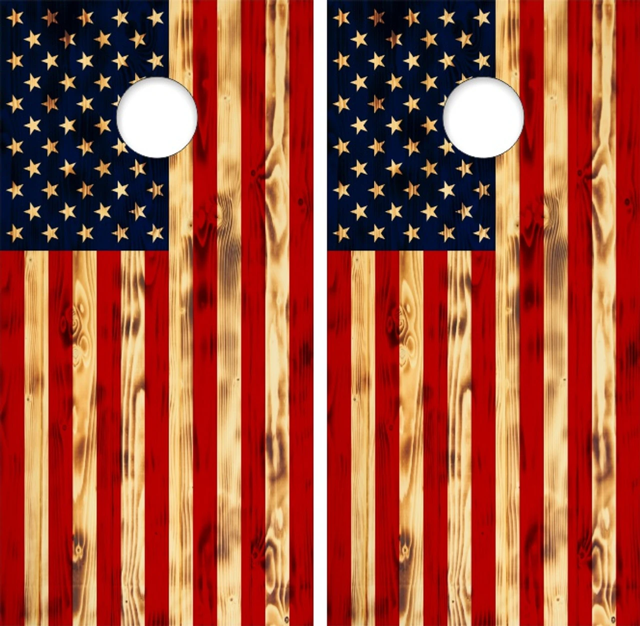American Flag Wood Grain Cornhole Wraps - Set Of 2 1 American Flag Wood Grain Cornhole Wraps - Set Of 2