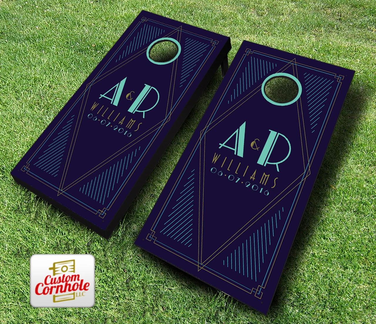 Art Deco Wedding Cornhole Set With Bags 3 Art Deco Wedding Cornhole Set With Bags - Image 3