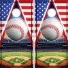 American Flag Baseball Field Cornhole Wraps - Set Of 2