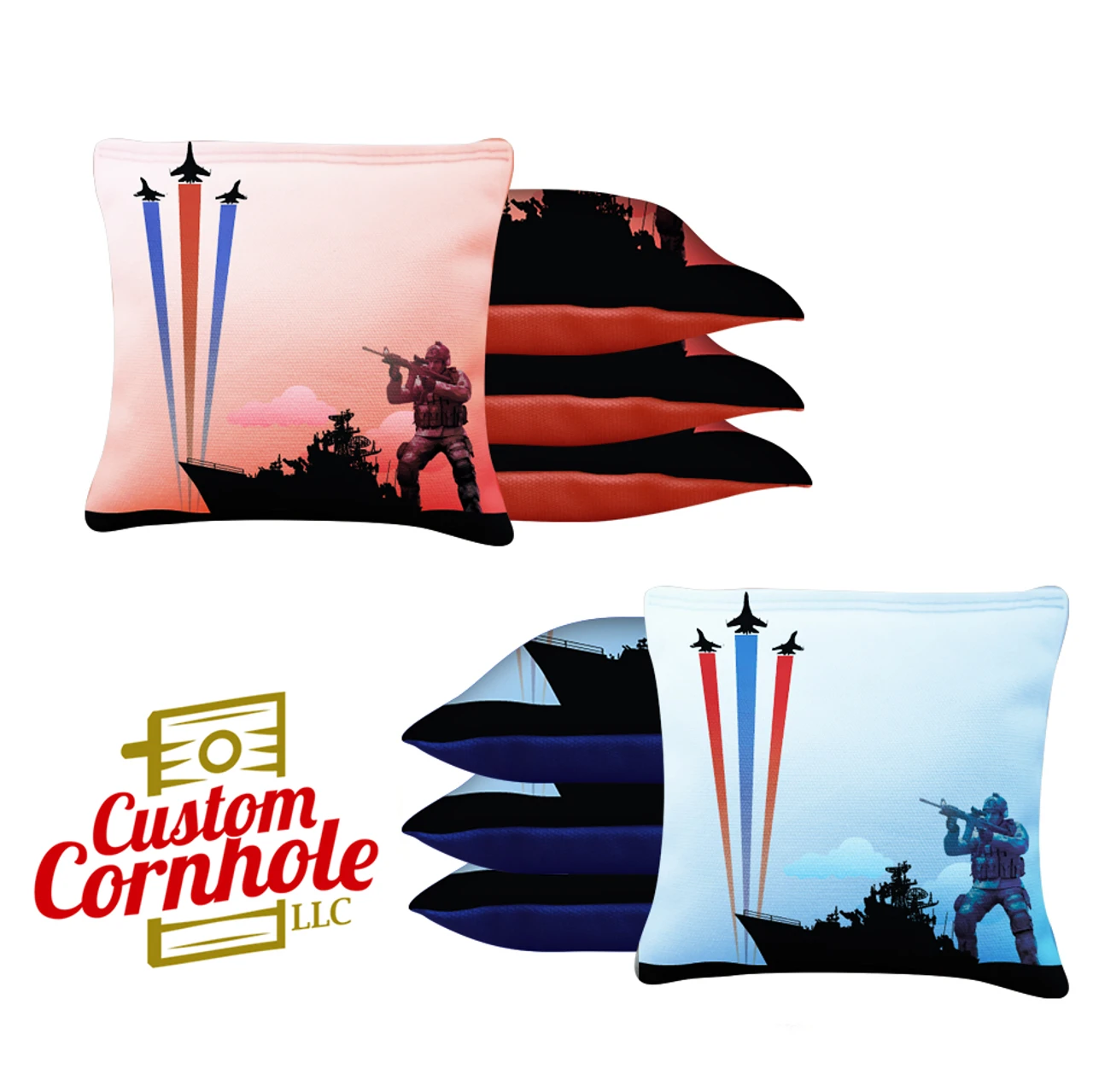 Battleship Soldier Tournament Cornhole Bags - Set Of 8 1 Battleship Soldier Tournament Cornhole Bags - Set Of 8