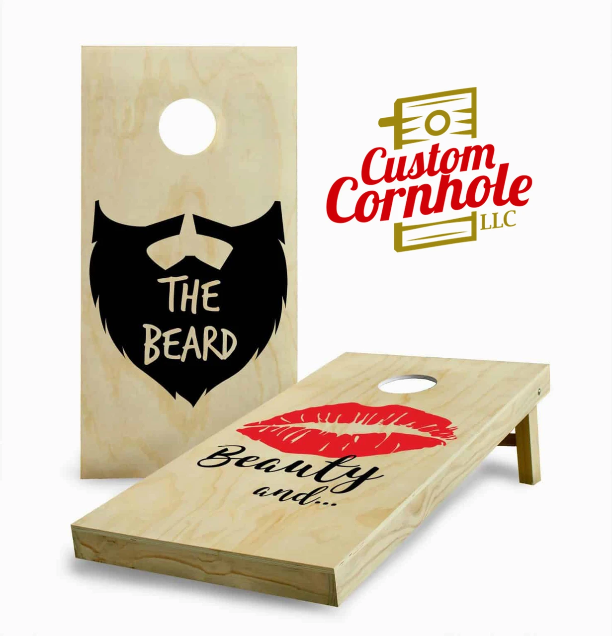 Beauty And The Beard Cornhole Set With Bags 1 Beauty And The Beard Cornhole Set With Bags