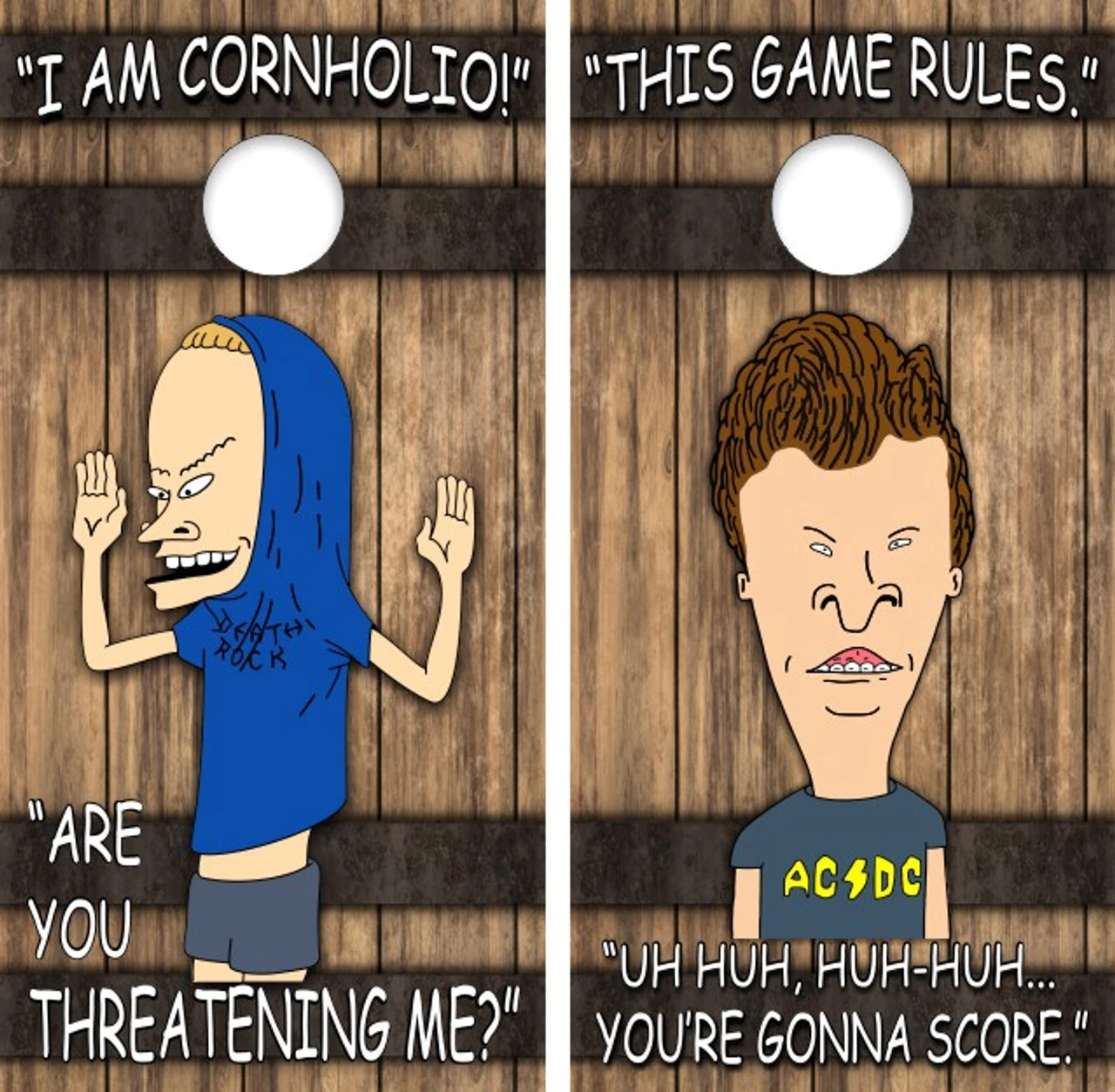 Beavis And Butthead Version 7 Cornhole Wraps - Set Of 2 1 Beavis And Butthead Version 7 Cornhole Wraps - Set Of 2