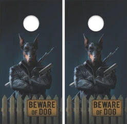 Beware Of Dog Cornhole Wraps - Set Of 2