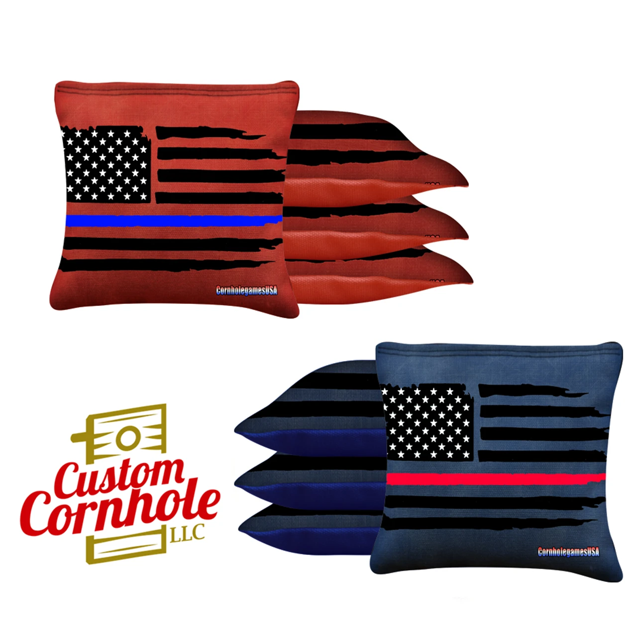 Blue Line Red Line Tournament Cornhole Bags - Set Of 8 1 Blue Line Red Line Tournament Cornhole Bags - Set Of 8