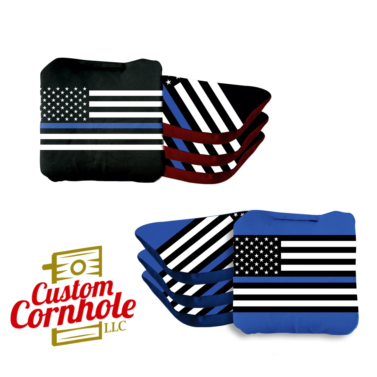 Blue Lines Flag Professional Cornhole Bags - Set Of 8 1 Blue Lines Flag Professional Cornhole Bags - Set Of 8