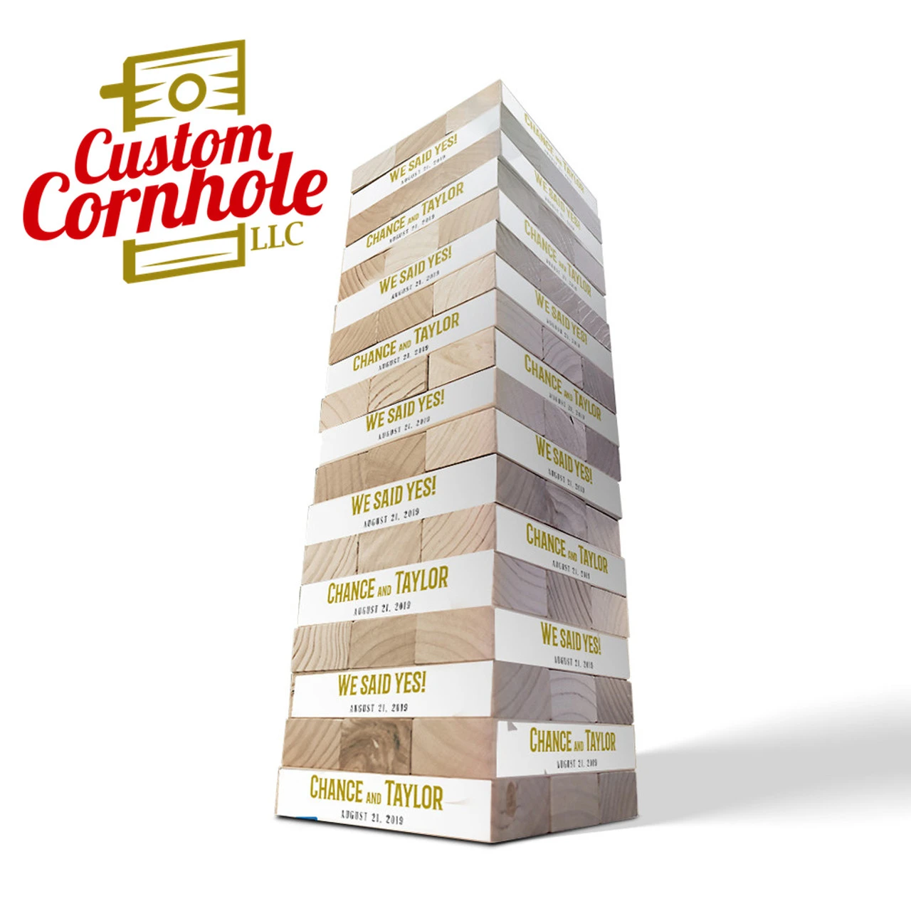 We Said Yes White And Gold Giant Topple Tower Game 1 We Said Yes White And Gold Giant Topple Tower Game