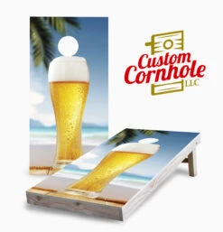 Cold Beer On The Beach Cornhole Set With Bags