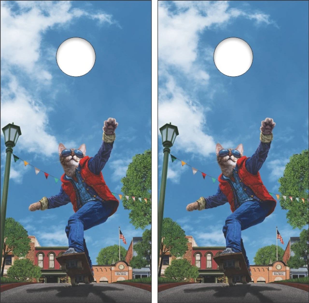 Cat To The Future Cornhole Wraps - Set Of 2 1 Cat To The Future Cornhole Wraps - Set Of 2