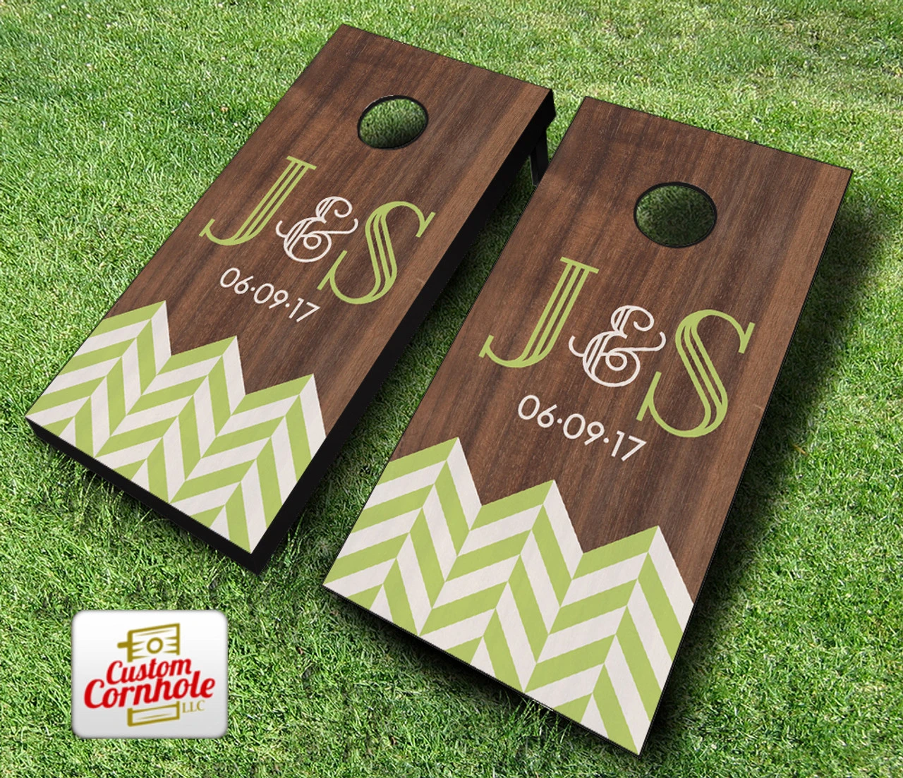 Chevron Wedding Cornhole Set With Bags 3 Chevron Wedding Cornhole Set With Bags - Image 3