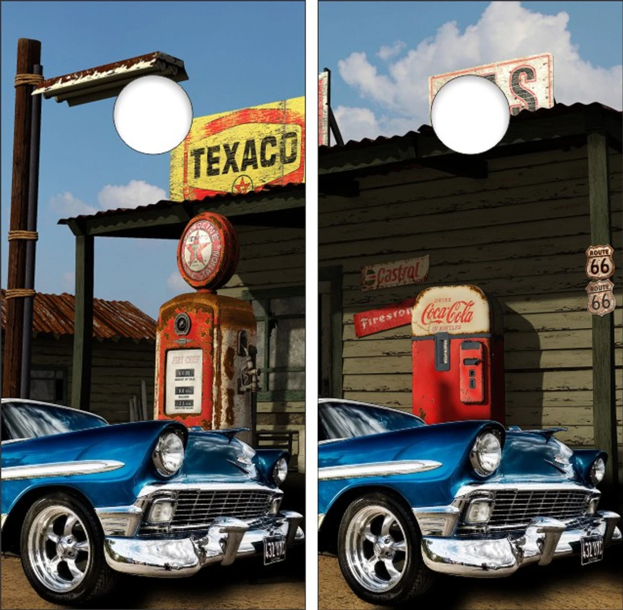 Classic Blue Hot Rod Car Cornhole Wraps - Set Of 2 1 Classic Blue Hot Rod Car Cornhole Wraps - Set Of 2