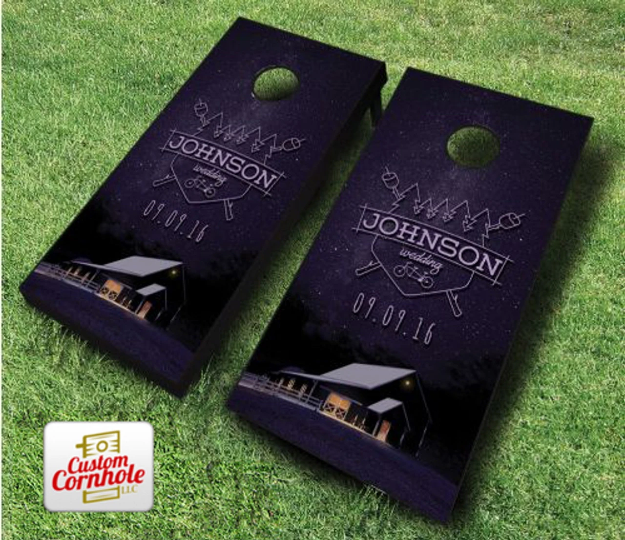 Country Rustic Campfire Wedding Cornhole Set With Bags 3 Country Rustic Campfire Wedding Cornhole Set With Bags - Image 3