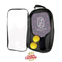 Custom Bride And Groom Date Rose Monogram Pickleball Paddle Set -Custom Cornhole Custom Cornhole LLC Pickleball 2 13046.1707871063