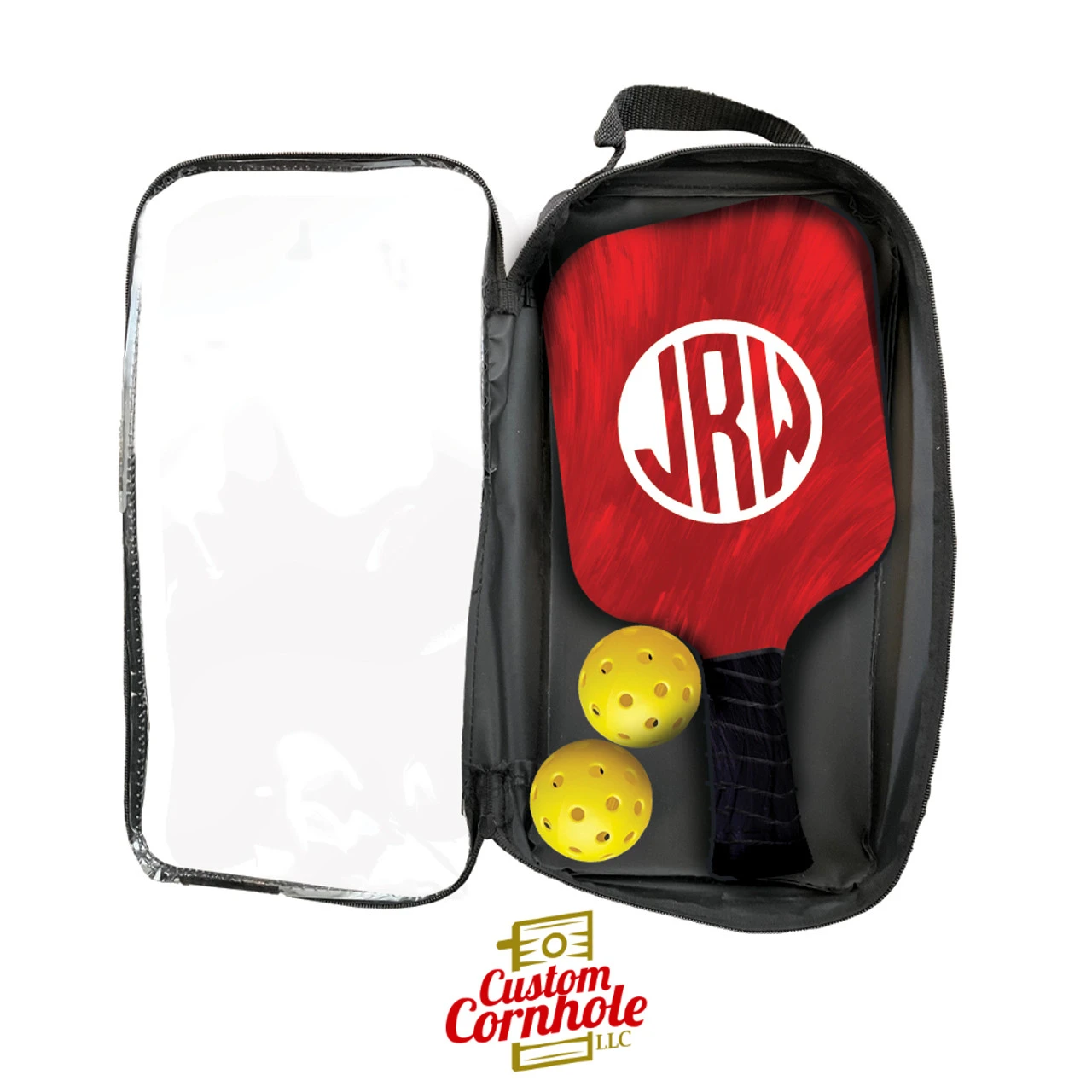 Custom Three Letter Monogram Red Pickleball Paddle Set 2 Custom Three Letter Monogram Red Pickleball Paddle Set - Image 2