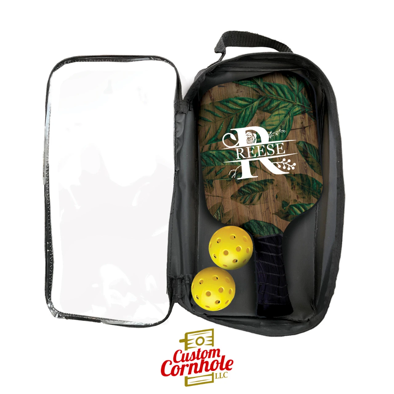 Custom Foliage Monogram Surname Pickleball Paddle Set 2 Custom Foliage Monogram Surname Pickleball Paddle Set - Image 2