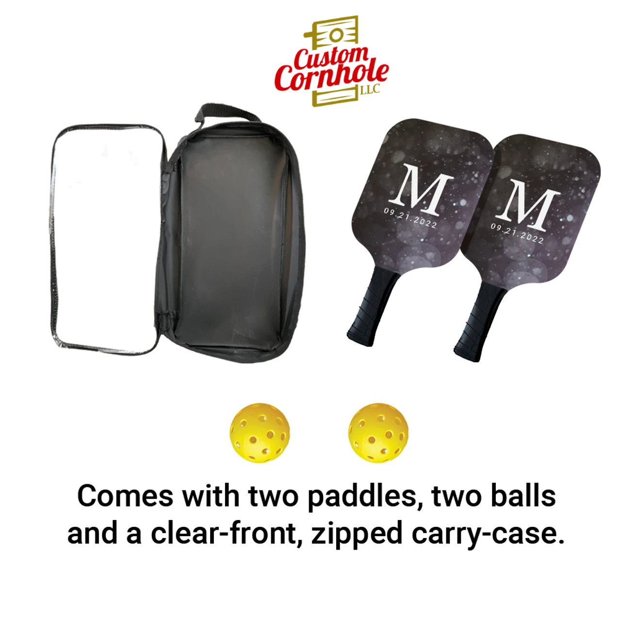 Custom Monogram And Date Pickleball Paddle Set 2 Custom Monogram And Date Pickleball Paddle Set - Image 2