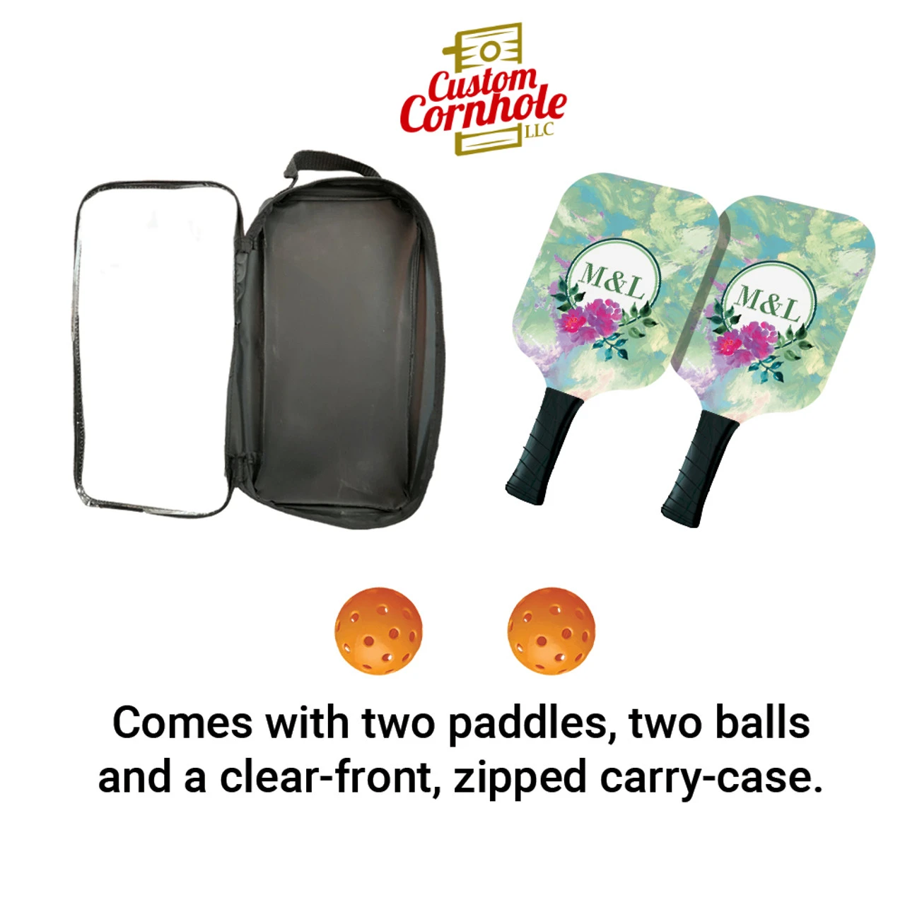 Custom Watercolor Monogram Pickleball Paddle Set 3 Custom Watercolor Monogram Pickleball Paddle Set - Image 3