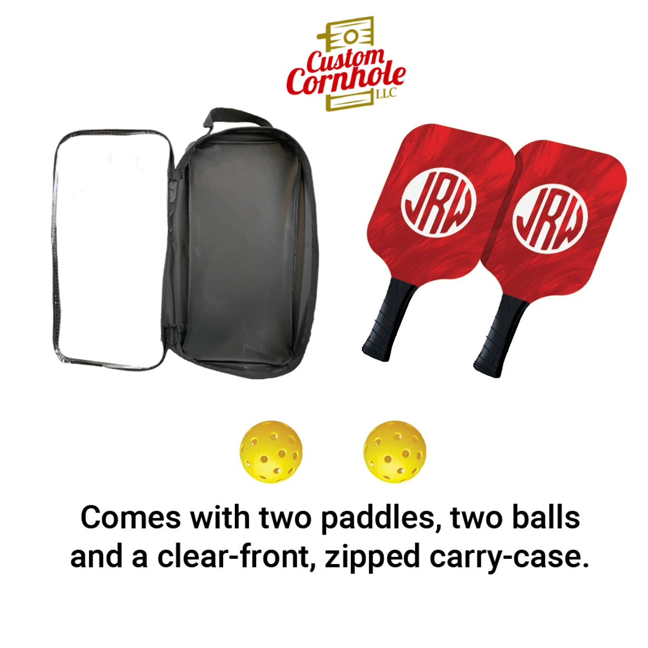 Custom Three Letter Monogram Red Pickleball Paddle Set 3 Custom Three Letter Monogram Red Pickleball Paddle Set - Image 3